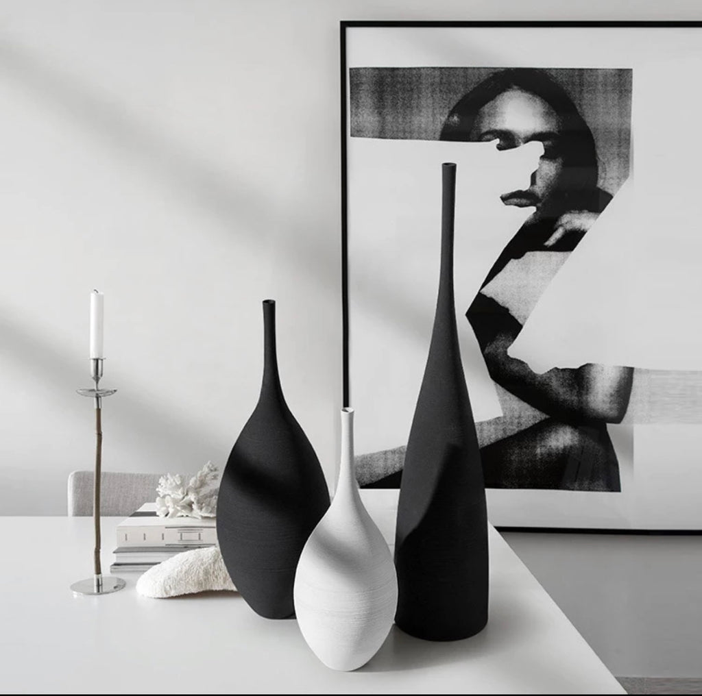 Black and white vaseS